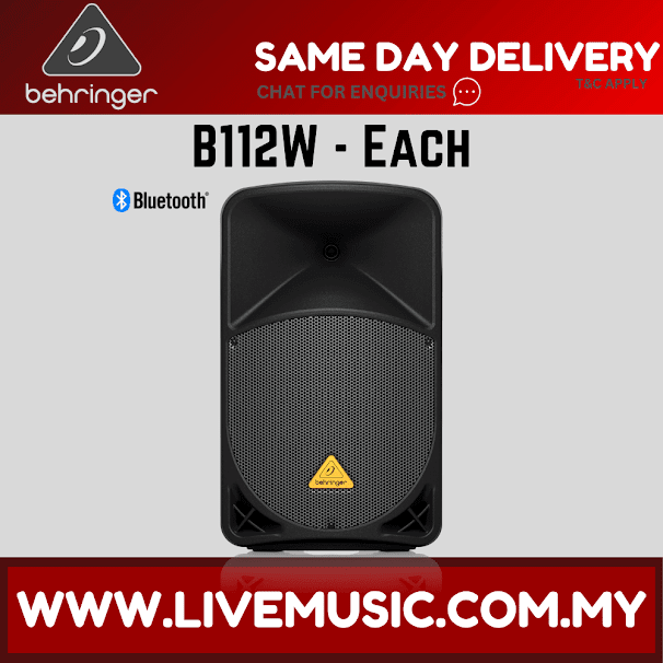 Black 12-inch powered speaker with Bluetooth