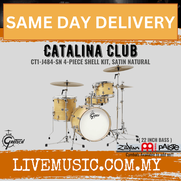 Gretsch Catalina Club 4-piece drum shell kit, satin natural