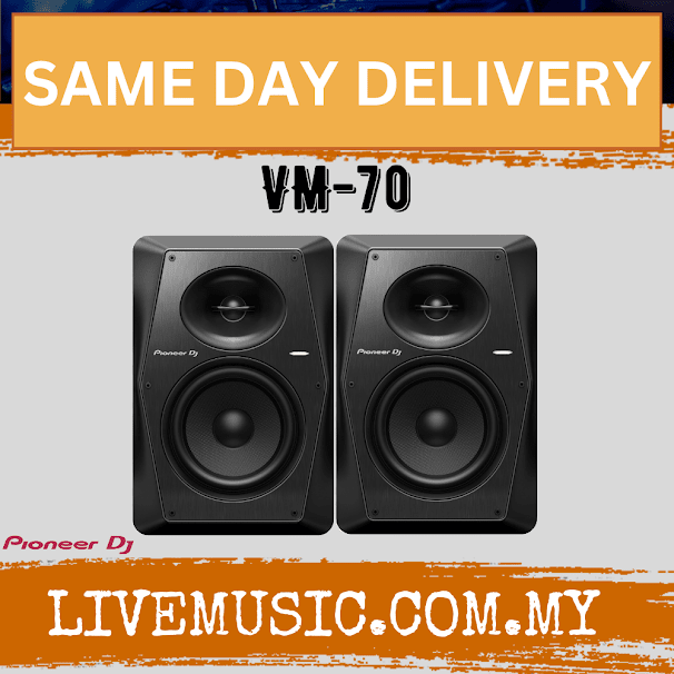 Pioneer DJ VM-70 2-Way Active Studio Monitor With Monitor Stand And Cable - Pair - Black ( VM70 / VM 70 )