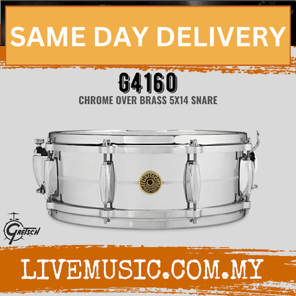 Gretsch G4160 5x14inch Chrome Over Brass Snare Drum
