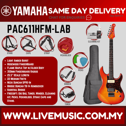 Yamaha PAC611HFM Pacifica Electric Guitar - Light Amber Burst ( PAC 611HFM / PAC-611HFM )
