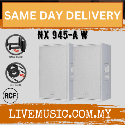 RCF NX 945-A 15'' 2-Way Active Speaker w/Speaker Stand And Cable - White - Each / Pair ( NX945 / NX945A )