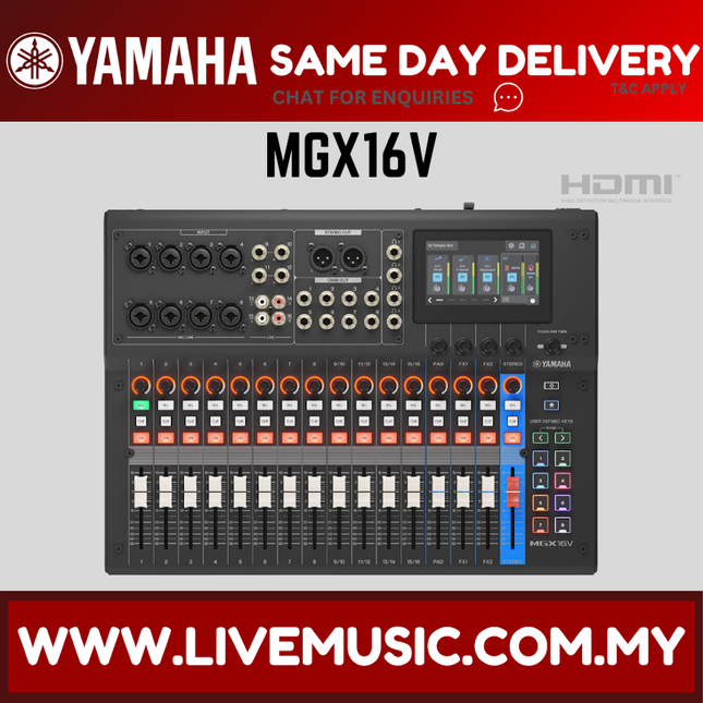 Yamaha MGX16V 22-Channel Digital Mixing Console with Video Interface - Black ( MGX-16V MGX 16V )
