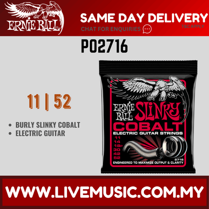 Ernie Ball P02716 Burly Slinky Cobalt Electric Guitar Strings, 11-52 Gauge