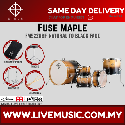 Dixon Fuse Maple PODFM522 5 Pieces Acoustic Drum Kit With Hardware ( NO CYMBAL )