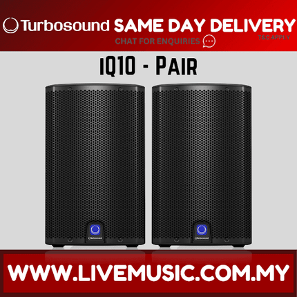 Turbosound iQ10 2500-Watt 10" Powered Speaker w/Wireless Mic, Speaker Stand And Cable - Pair ( iQ-10 / iQ 10 )