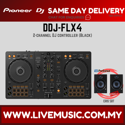 Pioneer DJ DDJ-FLX4 2-deck Rekordbox and Serato DJ Controller With Case - Black / White ( DDJ FLX4 / DDJFLX4 )