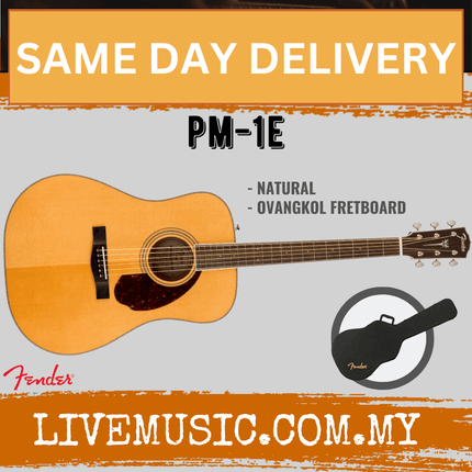 Fender PM-1E Standard Dreadnought Acoustic-Electric Guitar with Case - Natural