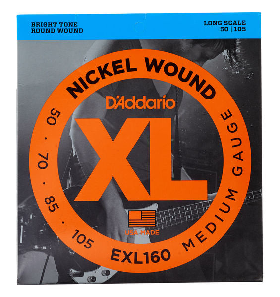 D'Addario EXL160 - Nickel Wound Bass Strings, Medium, Long Scale (50-105)(DAddario)