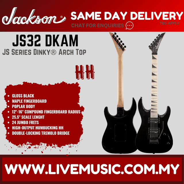 Jackson JS32 DKAM - Dinky Arch Top Electric Guitar Maple Fretboard - Gloss Black