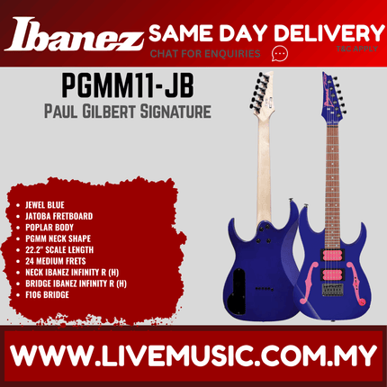 Ibanez PGMM11-JB Paul Gilbert Signature Electric Guitar - Jewel Blue (PGMM11 JB/PGMM11JB)