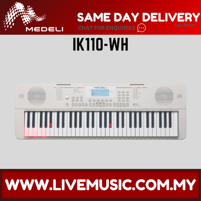 Medeli IK110-WH 61 Keys Portable Keyboard, White ( IK 110WH / IK110WH )