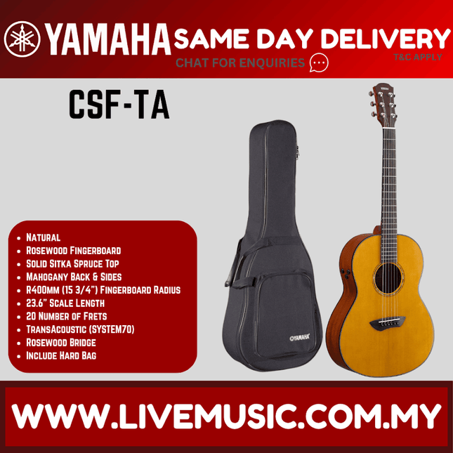 TransAcoustic acoustic guitar with natural gloss finish and padded gig bag