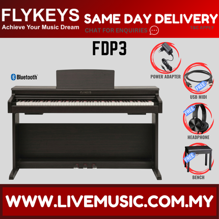 Flykeys FDP3 88-Key Digital Electric Piano Keyboard - Rosewood ( FDP-3 FDP 3 LK-03S ) Replace LK03S