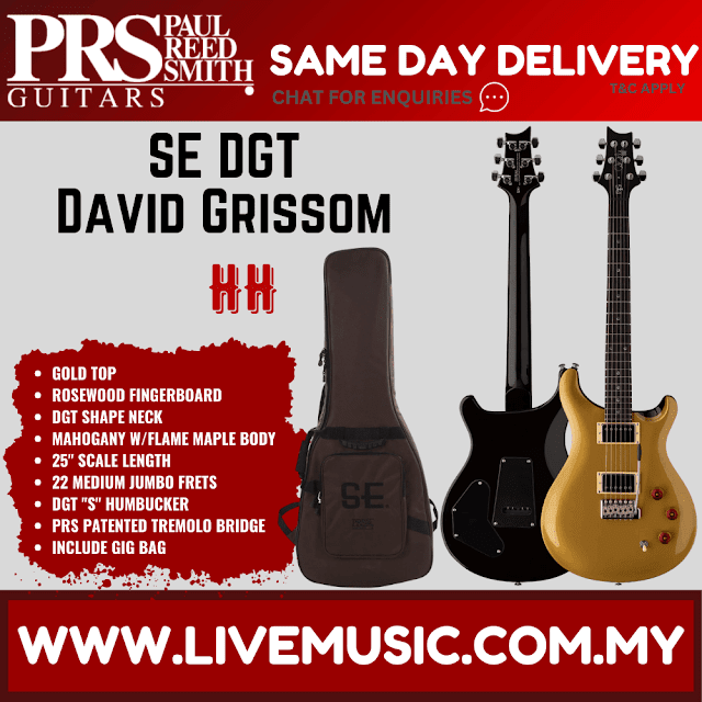 PRS SE DGT David Grissom Signature Solidbody Electric Guitar, Gold Top