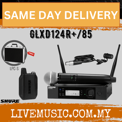 Shure GLXD124R+/85 Digital Wireless Combo Rackmount System with SM58 Capsule and WL185 Lavalier Microphone ( GLXD124R / SM58 )