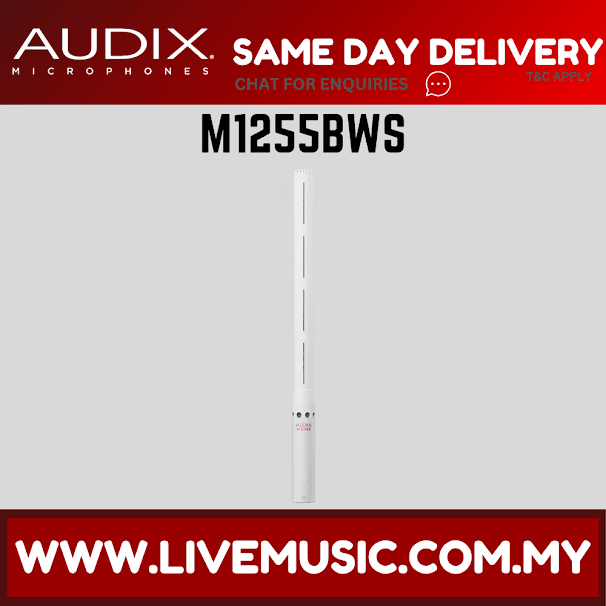 Audix M1255BWS Miniature Condenser Microphone Supercardioid - White (M1255 BWS/M1255 BS)