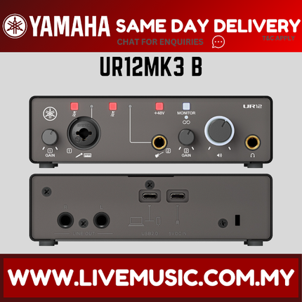 Yamaha UR12 MK3 USB-C Audio Interface - Black ( UR-12 UR 12 )