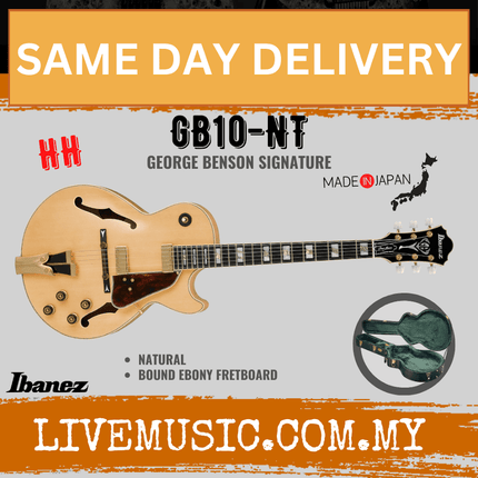 Ibanez GB10-NT George Benson Signature Electric Guitar w/Case, Natural ( GB10 NT / GB10NT )