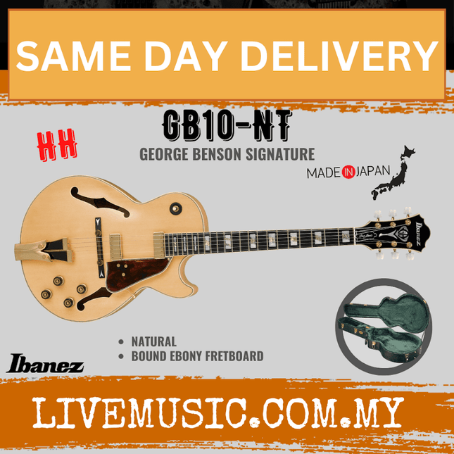 Ibanez GB10-NT George Benson Signature Electric Guitar w/Case, Natural ( GB10 NT / GB10NT )