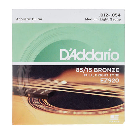 D'Addario EZ920 - 85/15 Bronze Acoustic Strings, Medium Light (12-54)(Daddario)