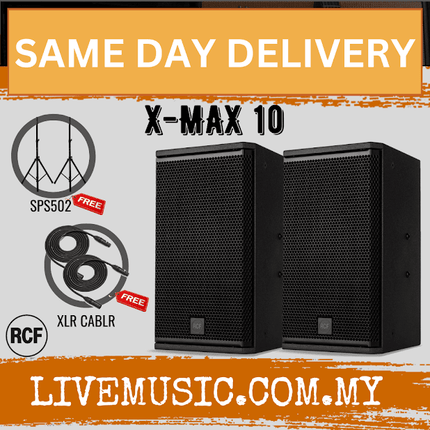 Rcf X-MAX 10 High Power Two-way Speaker With Speaker Stand and Cable - Each / Pair ( XMAX10 / X MAX 10 )
