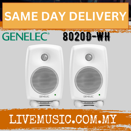 Genelec 8020D 4" 2-Way 50W Active Studio Monitor - Pair - White ( 8020-D 8020 D )