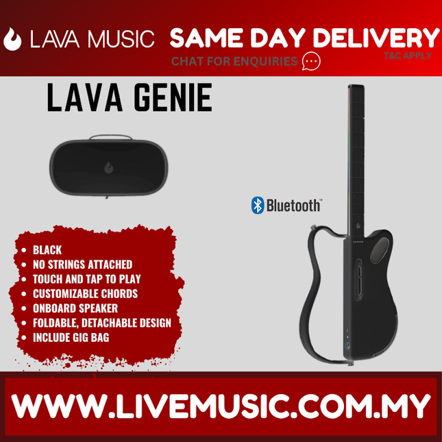 Lava Me Lava Genie Sampler Guitar - Black ( LAVA-GENIE LAVAGENIE )