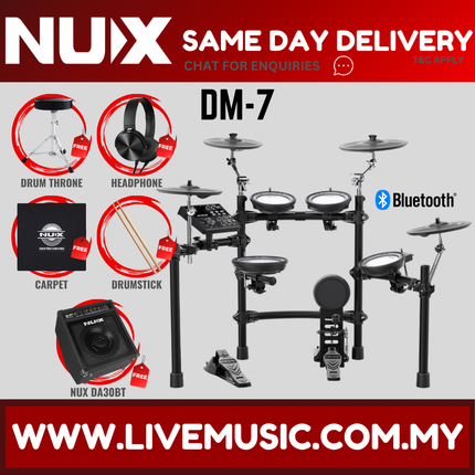 NUX DM-7 5-Piece Digital Electronic Drum Set with Mesh Head ( DM7 / DM 7 )