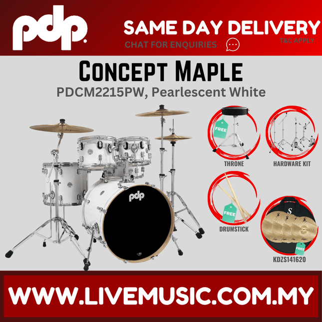 PDP by DW CM5 Concept Maple Shell Pack - 5-piece With KDZS141620 Silent Cymbal Set ( PDCM2215 )