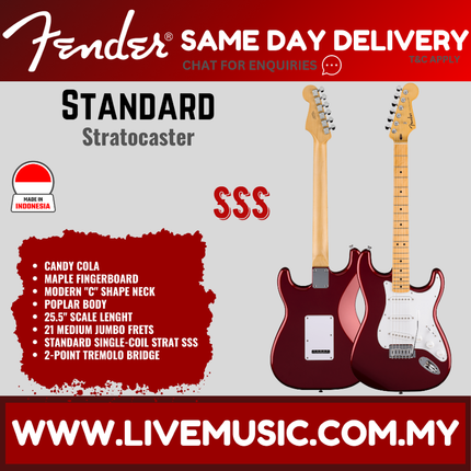 Fender Standard Stratocaster Electric Guitar, Maple FB, Candy Cola