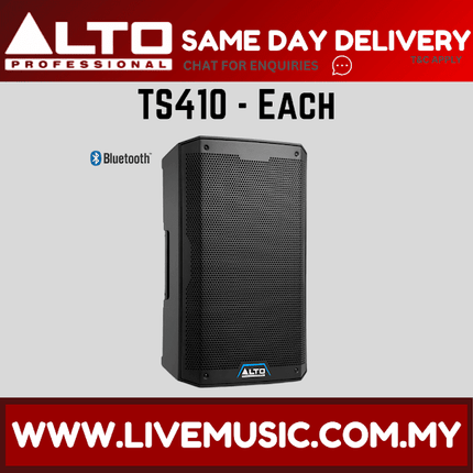 Alto TS410 2000W 10" Powered Speaker w/UG-88HH Wireless Mic, Speaker Stand and Cable - Pair/Each( TS-410 TS 410 )