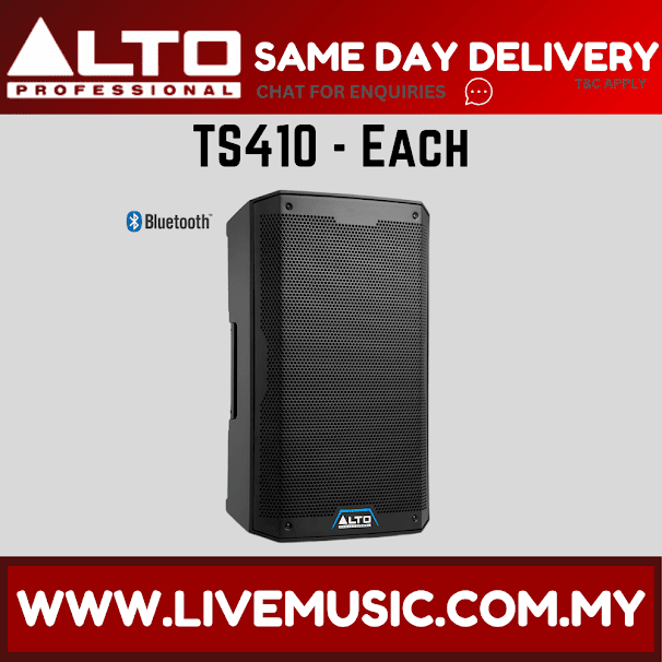 Alto TS410 2000W 10" Powered Speaker w/UG-88HH Wireless Mic, Speaker Stand and Cable - Pair/Each( TS-410 TS 410 )