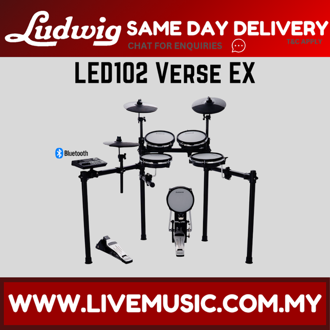 Ludwig LED102 Verse EX Electronic Drum Kit (L14 LED102DIR/L14LED102DIR)