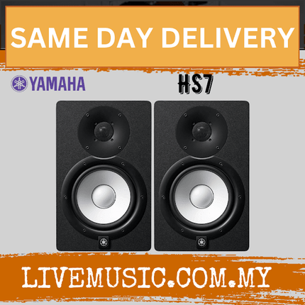 Yamaha HS7 6.5 inch Powered Studio Monitor With Speaker Stand & Isolation Pads, Each / Pair - Black ( HS-7 / HS 7 )