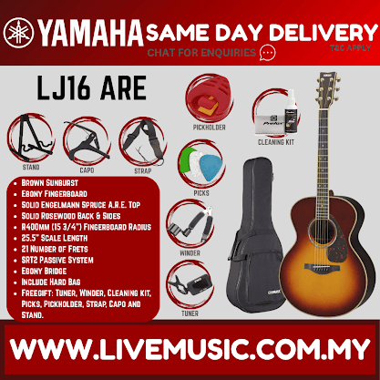 Yamaha LJ16 ARE Acoustic Guitar with Hard Bag - Natural / Brown Sunburst / Dark Tint ( LJ16-ARE )