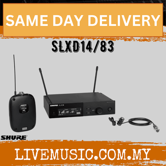 Shure SLXD14/83 Wireless System with SLXD1 Bodypack Transmitter and WL183 Lavalier Microphone ( SLXD SLXD14-83 / SLXD1483 )