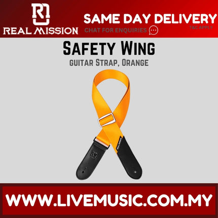 Real Mission Safety Wings Guitar Strap - Black / Blue / Green / Grey / Orange / Pink