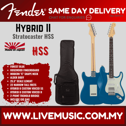 Fender Japan Hybrid II Stratocaster HSS Electric Guitar, RW FB
