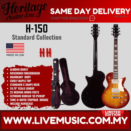 Heritage H-150 Standard Ltd Electric Guitar w/Case, Almond Burst ( H150 H 150 )