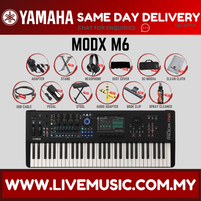 Yamaha MODX M6 61 Semi-weighted Key Synthesizer with Yamaha ORIGINAL Padded Bag ( MODXM6 / MODX-M6 ) Replace MODX 6+ MODX6+