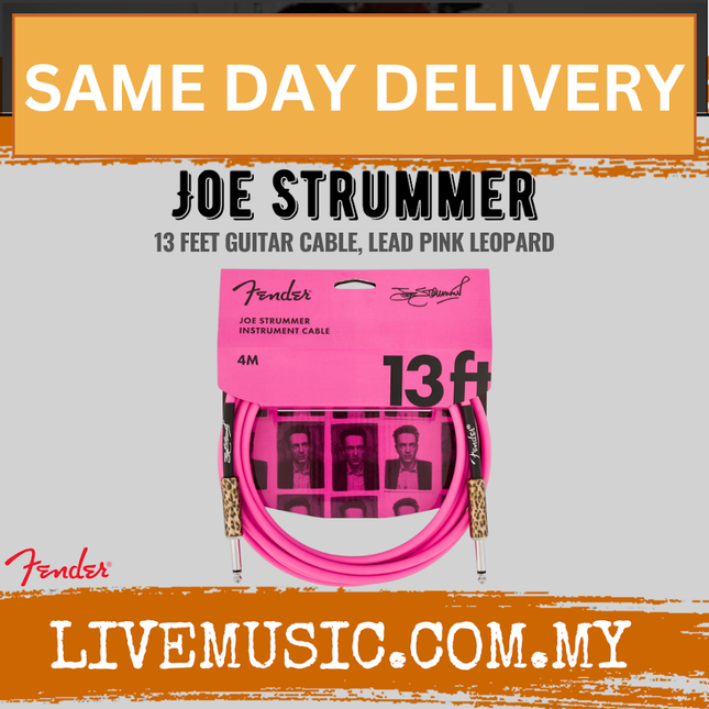 Fender Joe Strummer 13FT Instrument Cable, Lead Pink Leopard