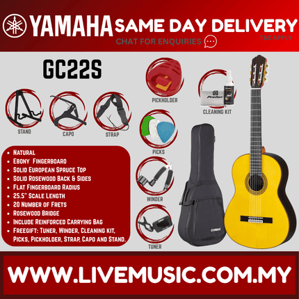 Yamaha GC22S Solid Spruce Top Classical Guitar (GC22S)