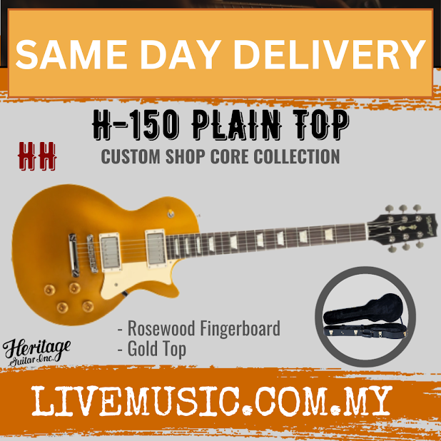 Heritage Custom Shop Core Collection H-150 Plain Top Electric Guitar with Case, Gold Top ( H150 / H 150 )