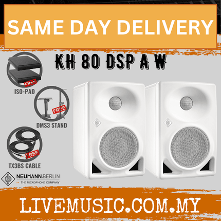 Neumann KH 80 DSP 4" Powered Studio Monitor w/Monitor Stand And Isolation Pad (White) - Pair ( KH80 DSP )