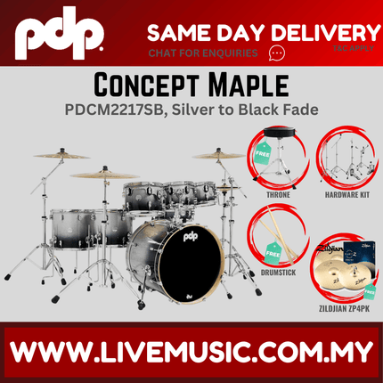 PDP by DW CM7 Concept Maple Shell Pack - 7-piece with Zildjian ZP4PK Cymbals - (PDCM2217)