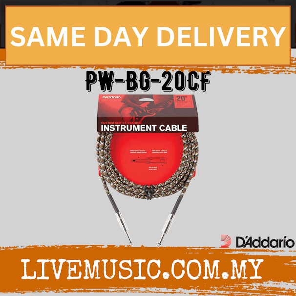 D'Addario Planet Waves PW-BG-20CF Braided Instrument Cable - 20 feet Camouflage (PWBG20CF/DAddario)