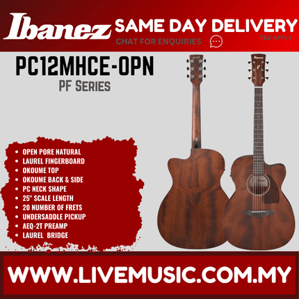 Open pore natural acoustic-electric grand concert guitar, cutaway and pickup