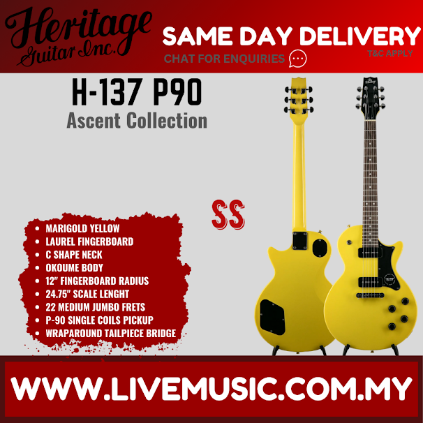 Heritage Ascent Collection H-137 P90 Electric Guitar-Marigold Yellow (H137P90 H 137 P90)