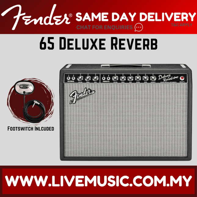 Fender 65 Deluxe Reverb tube guitar combo amplifier with front speaker grille